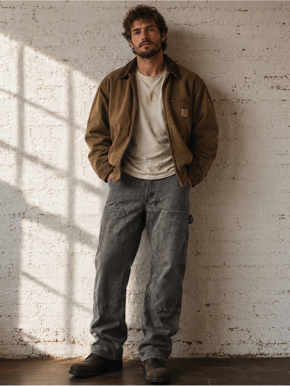 Vintage 90s Gorpcore Double Knee Canvas Carpenter Pants 33x30